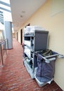 Hotel room cleaning trolley Royalty Free Stock Photo