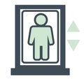 Hotel room conveniences, elevator or lift isolated icon