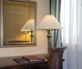 Hotel room with desk lamp