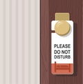 The hotel room with DO NOT DISTURB sign on the door. Royalty Free Stock Photo