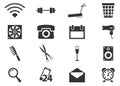 Hotel room icons set