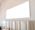 Hotel room Interior with blank white frame for mockup