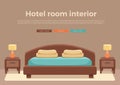 Hotel room interior vector.