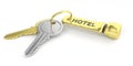 Hotel room keys on white background. 3d illustration Royalty Free Stock Photo