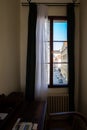 Hotel room in Prague with a view of the old city