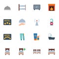 Hotel service collection, flat icons set