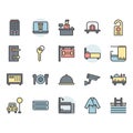 Hotel service icon and symbol set in color outline design Royalty Free Stock Photo