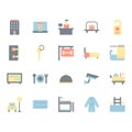 Hotel service icon and symbol set in flat design Royalty Free Stock Photo