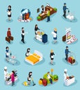 Hotel Service Isometric Icon Set