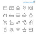 Hotel service line icons. Editable stroke