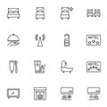 Hotel service line icons set