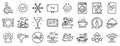 Hotel service line icons. Wi-Fi, Air conditioning and Coffee maker machine. Vector