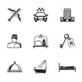 Hotel and service monochrome black icons set with