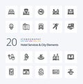 20 Hotel Services And City Elements Line icon Pack like computer bottles hotel bottl alcohol