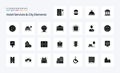 25 Hotel Services And City Elements Solid Glyph icon pack. Vector icons illustration
