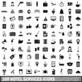 100 hotel services icons set, simple style Royalty Free Stock Photo