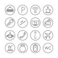 Hotel services line thin vector icons set Royalty Free Stock Photo