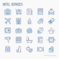 Hotel services thin line icons set Royalty Free Stock Photo