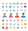 Hotel services vector flat icons set