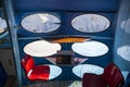 Hotel in the shape of an alien flying saucer standing high in the mountains among the snow capped mountain peaks. Dombay