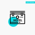 Hotel, Sign, Board, Location turquoise highlight circle point Vector icon Royalty Free Stock Photo