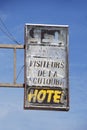 Hotel sign in ghost town Morocco