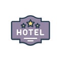 Color illustration icon for Hotel Sign, building and design Royalty Free Stock Photo