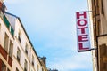 Hotel sign on the street Royalty Free Stock Photo