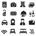 Hotel silhouette icons Set Royalty Free Stock Photo