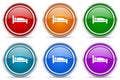 Hotel silver metallic glossy icons, set of modern design buttons for web, internet and mobile applications in 6 colors options Royalty Free Stock Photo