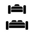 Hotel single and double room vector icon.