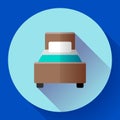 Hotel single room Bed icon flat style Royalty Free Stock Photo