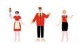 Hotel Staff Character in Uniform with Chambermaid and Concierge Vector Set