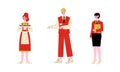 Hotel Staff Character in Uniform with Waitress and Concierge Vector Set