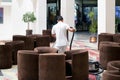 Manavgat, Turkey, 09/07/2019 Hotel worker with a vacuum cleaner. editorial