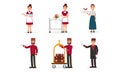 Hotel Staff with Doorman and Chamber Maid Vector Illustration Set