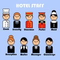 Hotel staff. Employees of hospitality. Flat vector illustration.