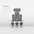 Hotel 3 stars sign icon in flat style. Inn building vector illustration on white isolated background. Hostel room business concept Royalty Free Stock Photo