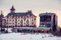 Hotel in Strbske pleso, High Tatras, Slovakia, red filter