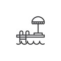 Hotel swimming pool line icon