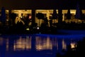 Hotel and swimming pool at night Royalty Free Stock Photo