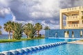 Hotel swimming pool and beautiful sea view, Cyprus.