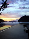 Hotel terrace with borderless swimming pool Royalty Free Stock Photo