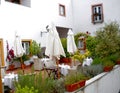 The Hotel Terrace In Evora Awaits Guests. Royalty Free Stock Photo