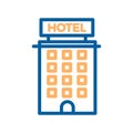 Hotel thin line icon. Building, real estate, motel, tourism apartments.