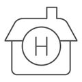 Hotel thin line icon. House vector illustration isolated on white. Architecture outline style design, designed for web