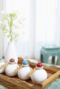 Hotel toiletries on a tray. Conceptual image Royalty Free Stock Photo