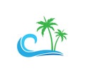 Hotel tourism holiday summer beach coconut palm tree vector logo design Royalty Free Stock Photo