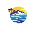 Hotel tourism holiday summer beach coconut palm tree vector logo design Royalty Free Stock Photo