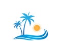 Hotel tourism holiday summer beach coconut palm tree vector logo design Royalty Free Stock Photo